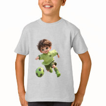 Chibi Anime Boy Soccer Player Kids Tee