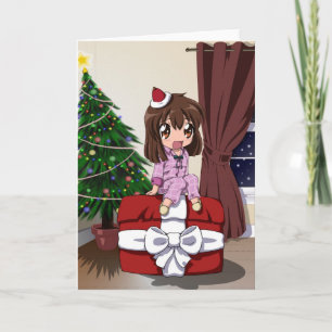 Chibi Anime Christmas - blank Holiday Card