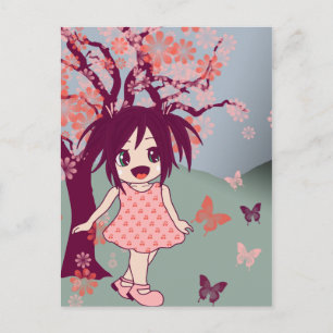 Chibi Anime Manga Cute Japanese Girl Postcard