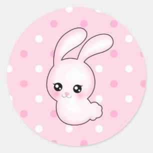 Chibi Anime Pink Easter Bunny Rabbit Classic Round Sticker