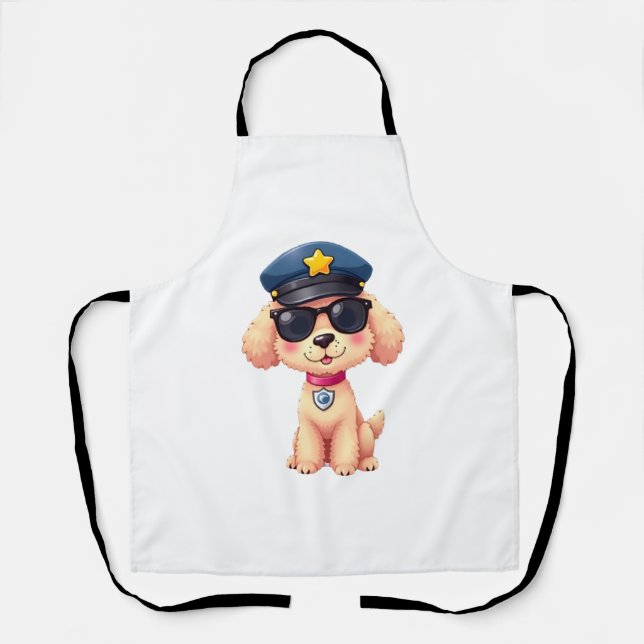 Chibi Anime Police Poodle Dog Apron (Front)