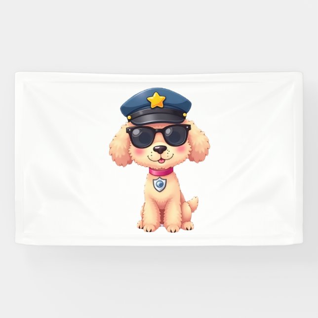 Chibi Anime Police Poodle Dog Banner (Horizontal)
