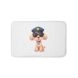 Chibi Anime Police Poodle Dog Bath Mat