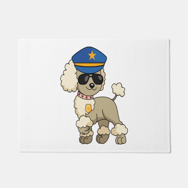 Chibi Anime Police Poodle Dog Doormat (Front)