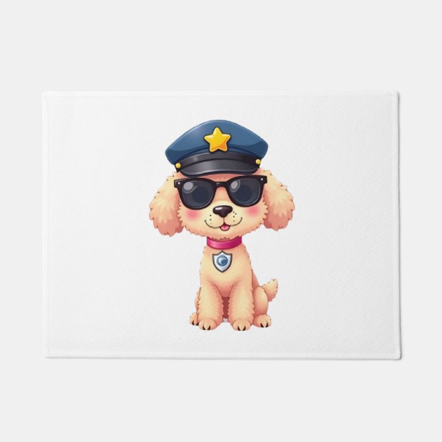 Chibi Anime Police Poodle Dog Doormat (Front)