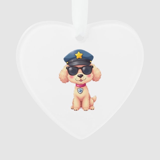Chibi Anime Police Poodle Dog Ornament (Front)
