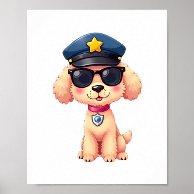 Chibi Anime Police Poodle Dog Poster (Front)