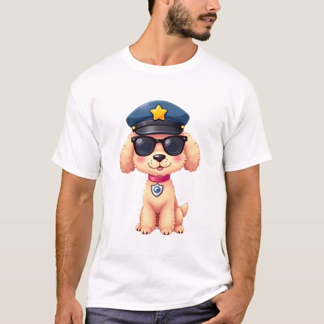 Chibi Anime Police Poodle Dog T-Shirt (Front)