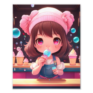 Chibi Art Chibi Character ice cream Photo Print