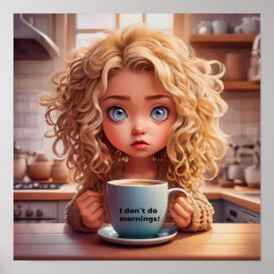 Chibi Art I don't do mornings Poster