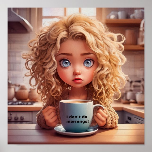 Chibi Art I don't do mornings Poster (Front)