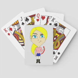 chibi "bad" girl playing cards