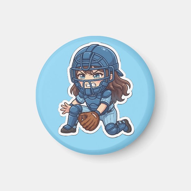 Chibi Baseball 2026 Edition - Catcher Blocking Magnet (Front)