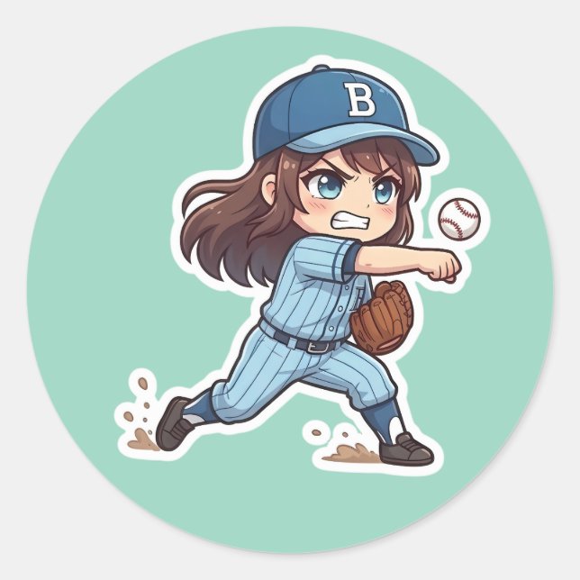 Chibi Baseball 2026 Edition - Pitcher Release Classic Round Sticker (Front)