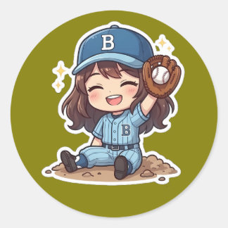 Chibi Baseball Edition - Winning Catch Classic Round Sticker
