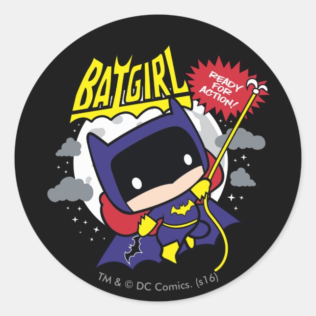 Chibi Batgirl Ready For Action Classic Round Sticker (Front)