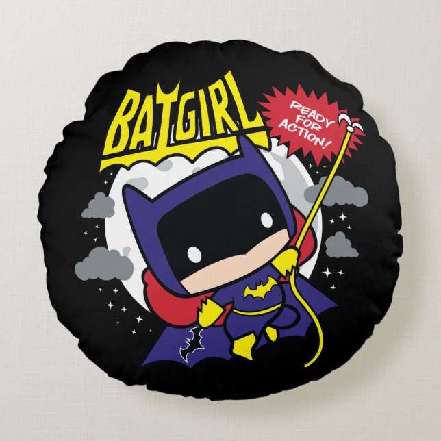 Chibi Batgirl Ready For Action Round Cushion (Front)
