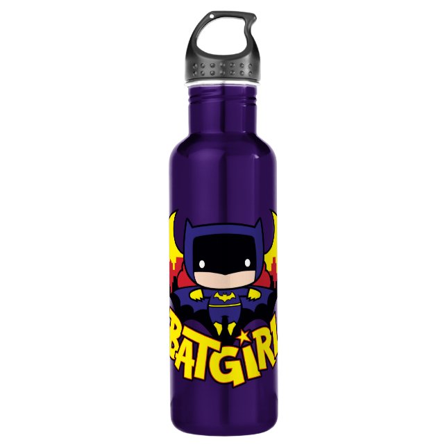 Chibi Batgirl With Gotham Skyline & Logo 710 Ml Water Bottle (Front)