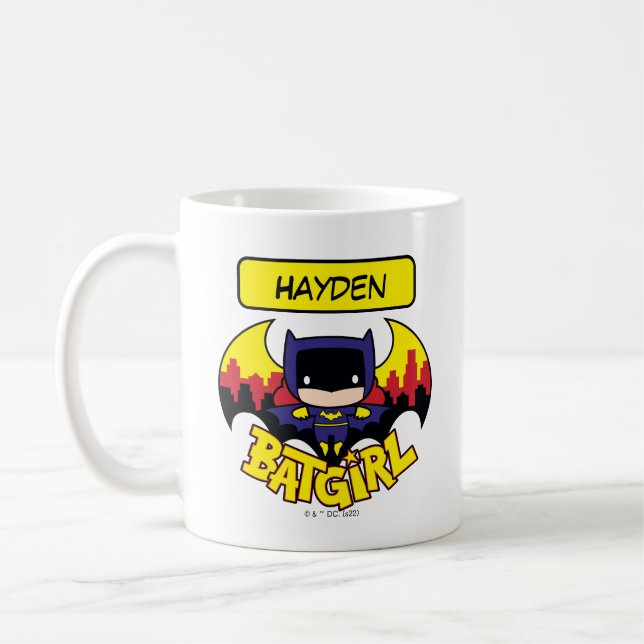 Chibi Batgirl With Gotham Skyline & Logo Coffee Mug (Left)