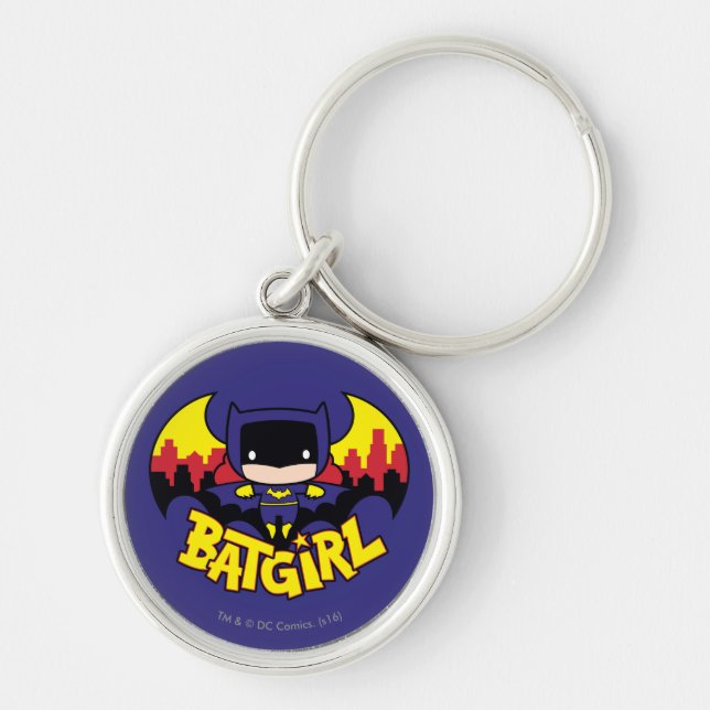Chibi Batgirl With Gotham Skyline & Logo Key Ring (Front)