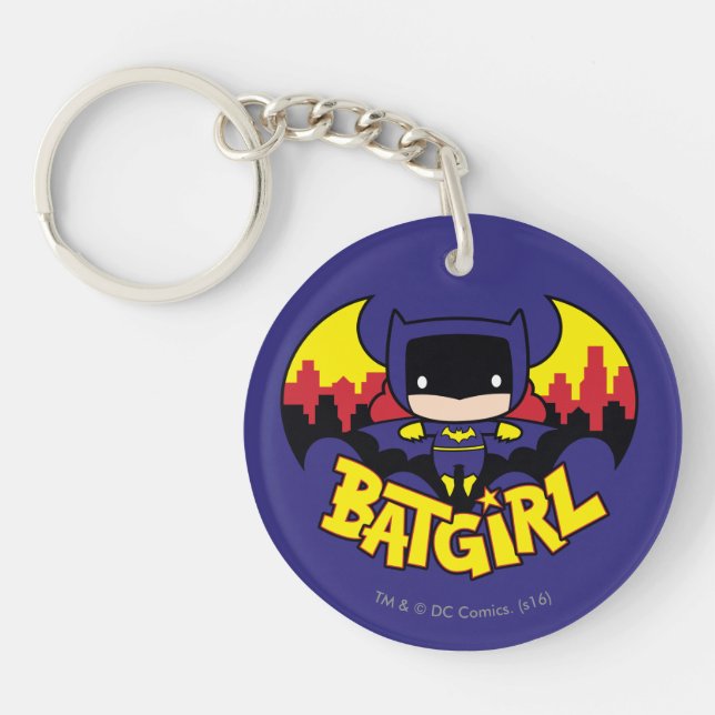 Chibi Batgirl With Gotham Skyline & Logo Key Ring (Front)