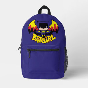 Chibi Batgirl With Gotham Skyline & Logo Printed Backpack