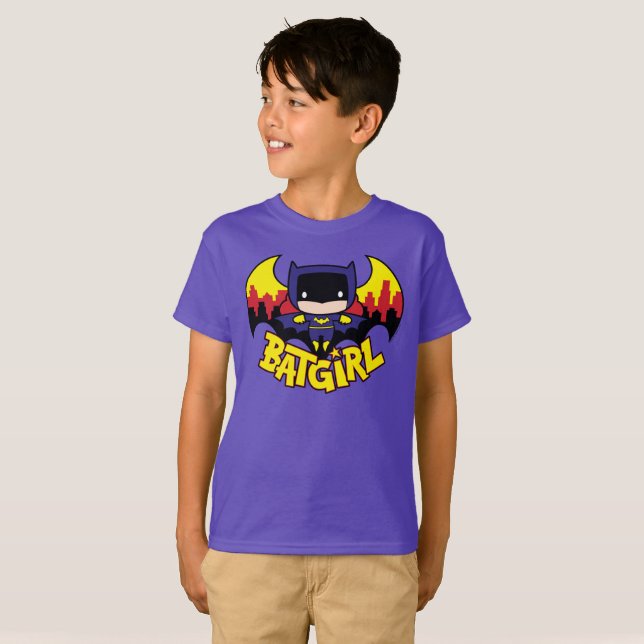 Chibi Batgirl With Gotham Skyline & Logo T-Shirt (Front Full)