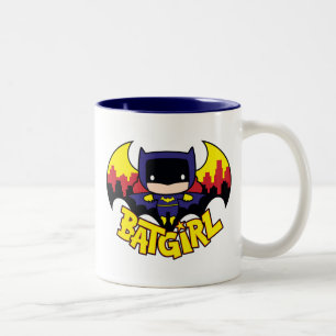 Chibi Batgirl With Gotham Skyline & Logo Two-Tone Coffee Mug