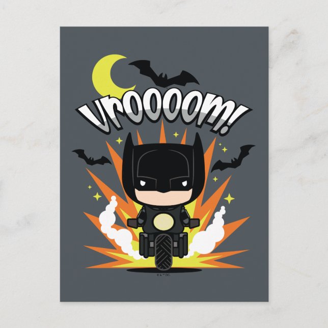 Chibi Batman Batcycle Postcard (Front)