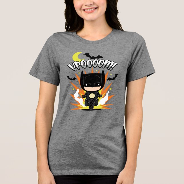 Chibi Batman Batcycle Tri-Blend Shirt (Front)