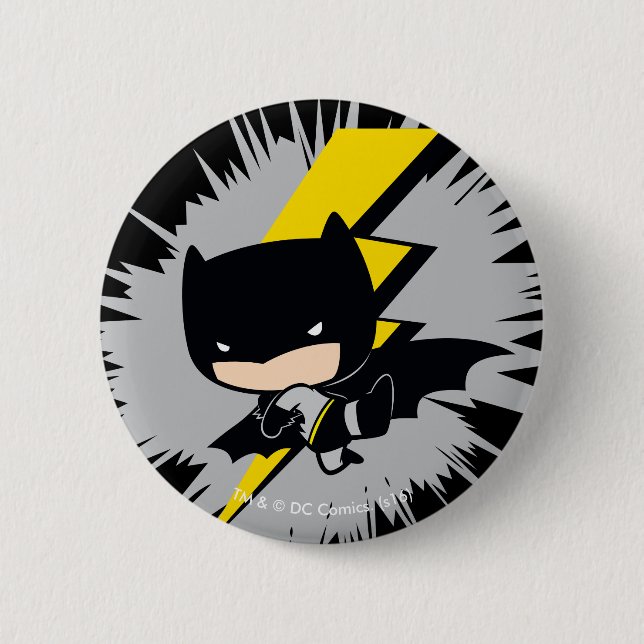 Chibi Batman Lightning Kick 6 Cm Round Badge (Front)