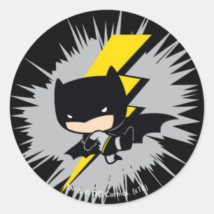 Chibi Batman Lightning Kick Classic Round Sticker