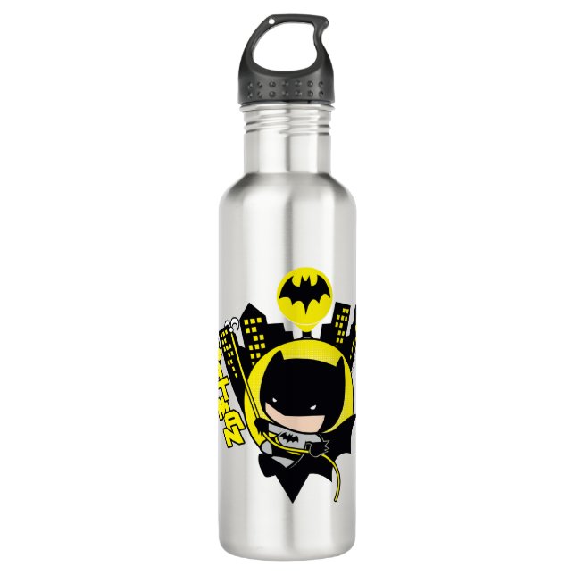 Chibi Batman Scaling The City 710 Ml Water Bottle (Front)