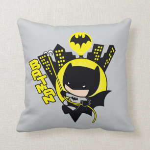 Chibi Batman Scaling The City Cushion