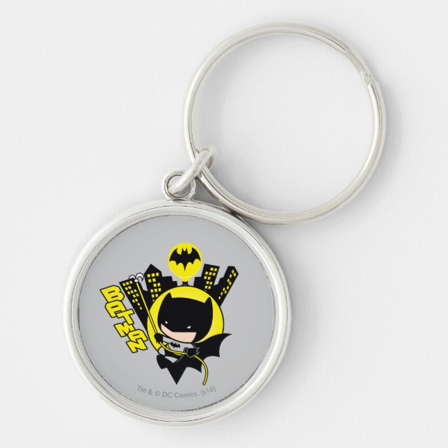 Chibi Batman Scaling The City Key Ring (Front)
