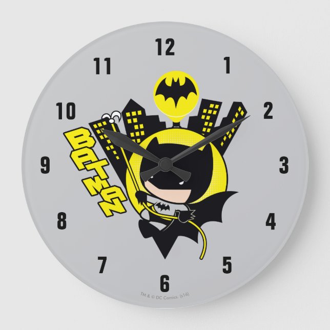 Chibi Batman Scaling The City Large Clock (Front)