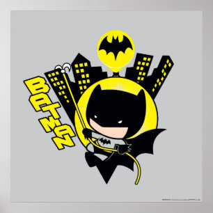 Chibi Batman Scaling The City Poster