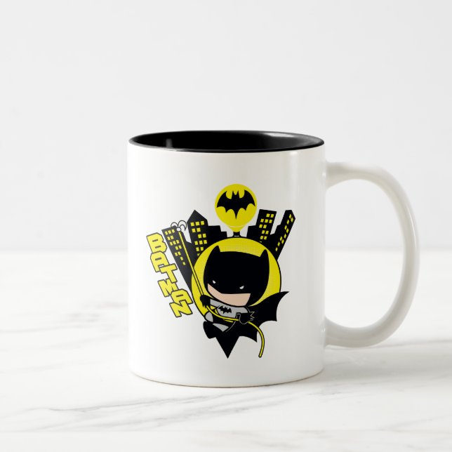 Chibi Batman Scaling The City Two-Tone Coffee Mug (Right)