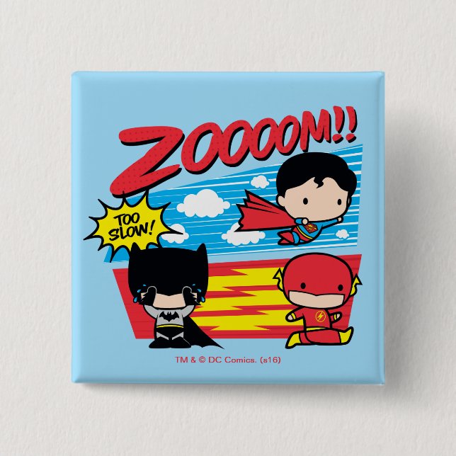 Chibi Batman Too Slow! 15 Cm Square Badge (Front)