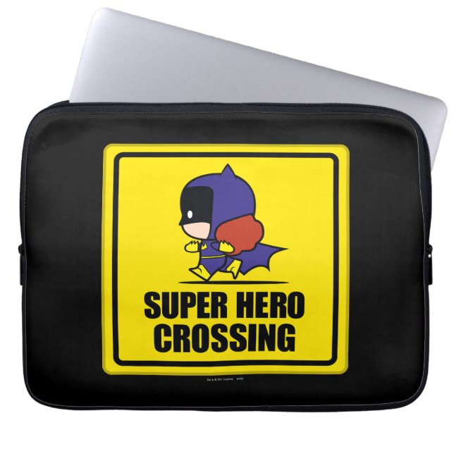 Chibi Batwoman Super Hero Crossing Sign Laptop Sleeve (Front)