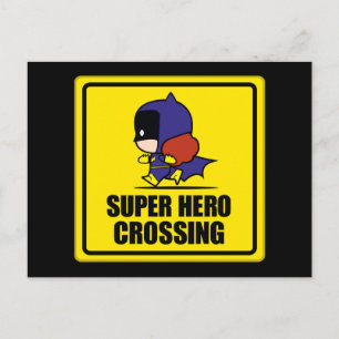 Chibi Batwoman Super Hero Crossing Sign Postcard