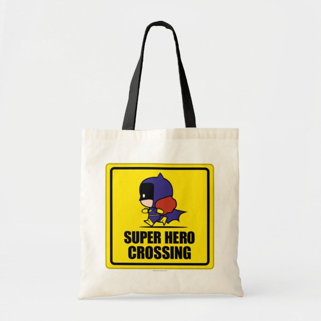 Chibi Batwoman Super Hero Crossing Sign Tote Bag (Front)