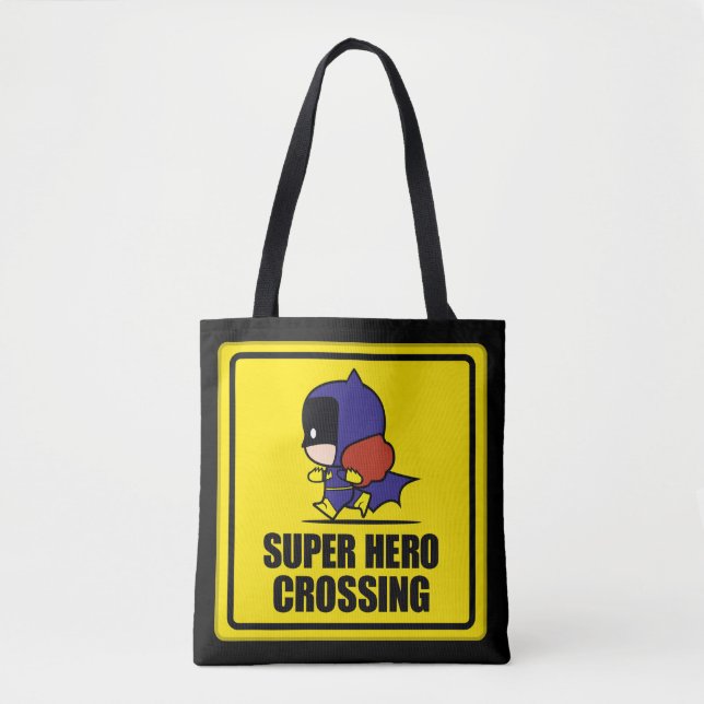 Chibi Batwoman Super Hero Crossing Sign Tote Bag (Front)
