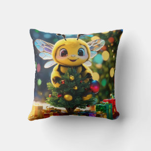 Chibi Bee's Christmas Buzz: A Stained Glass Winter Cushion