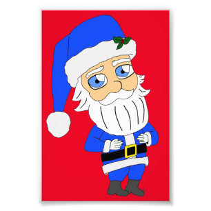 Chibi Blue Suit Santa Photo Print
