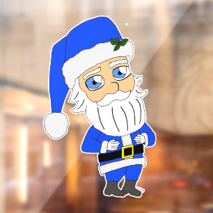 Chibi Blue Suit Santa Window Cling