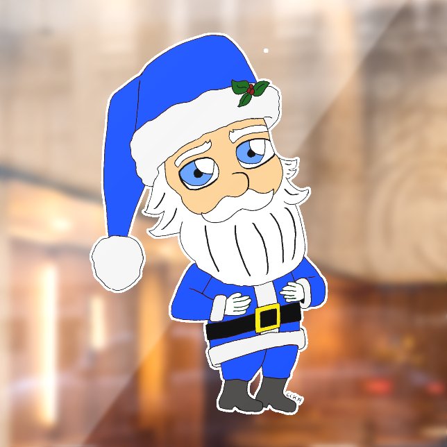 Chibi Blue Suit Santa Window Cling (Sheet 2)