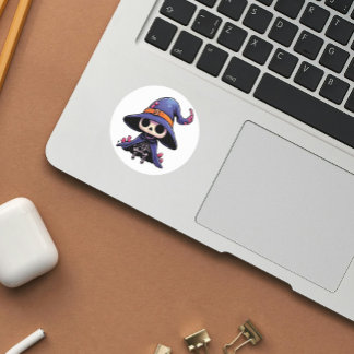 Chibi Bone Witch Sticker – Cute Gothic Fantasy Dec