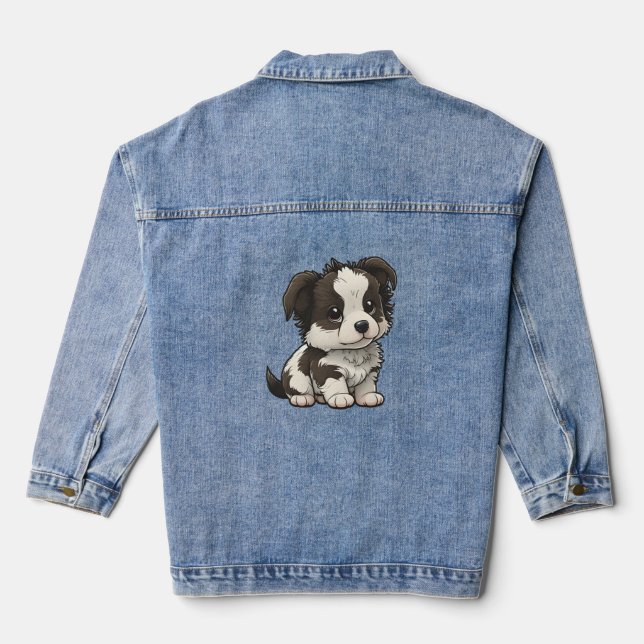 Chibi Border Collie Denim Jacket (Back)