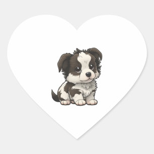 Chibi Border Collie Heart Sticker